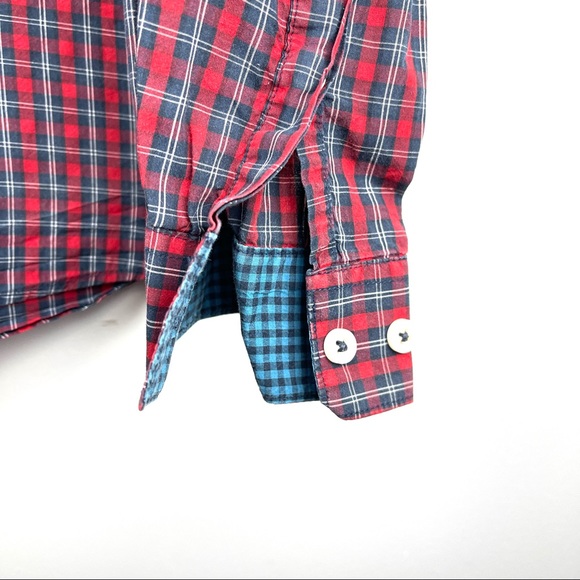 H&M Mens Red Checkered Button Up Shirt Size L - Picture 8 of 13